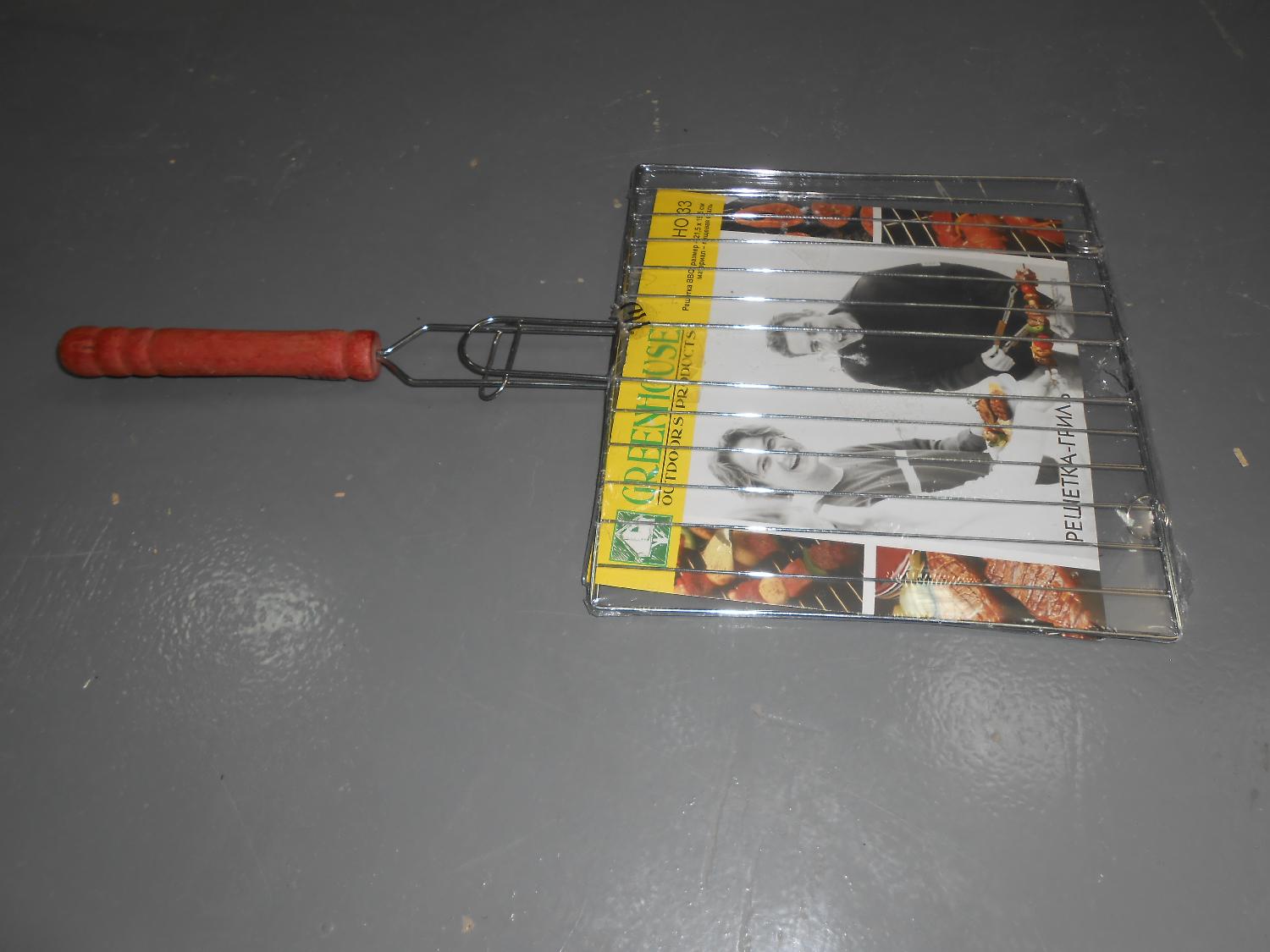 Решетка для барбекю стальная деревянная ручка 22х20 см