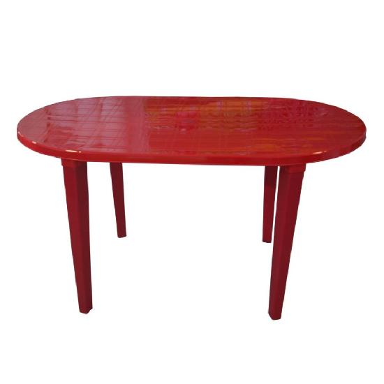 Пластиковый Стол овальный красный  1380*800*740 мм СП