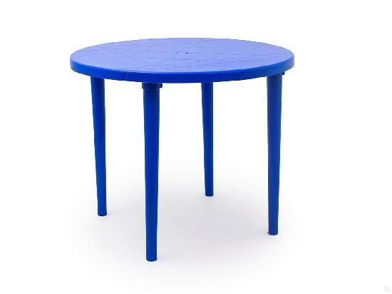 Пластиковый Стол круглый синий  970мм*740мм(ножки +столешница+ заглушки)СП36